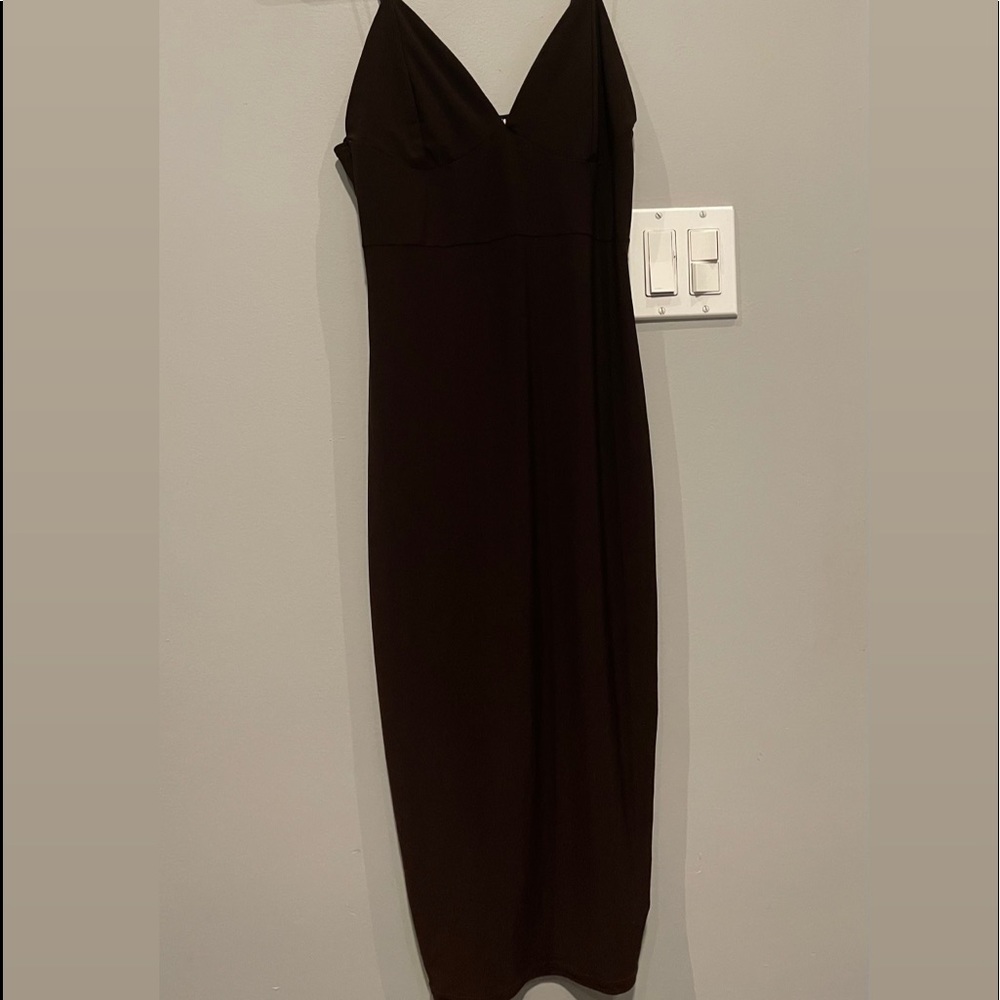 Missguided Brown Midi Dress Sz 8